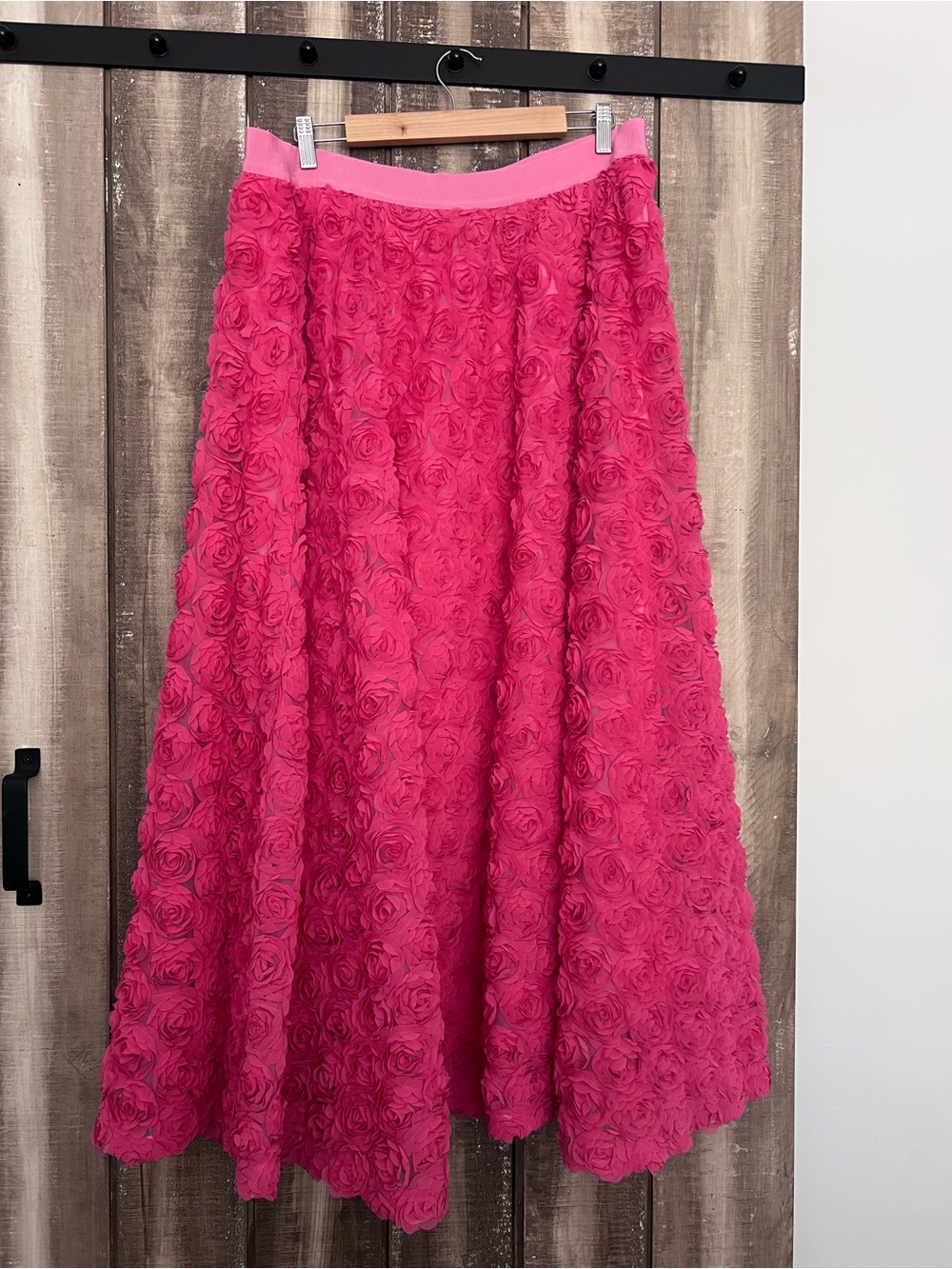 Women's Pink Floral Rosette Maxi Skirt